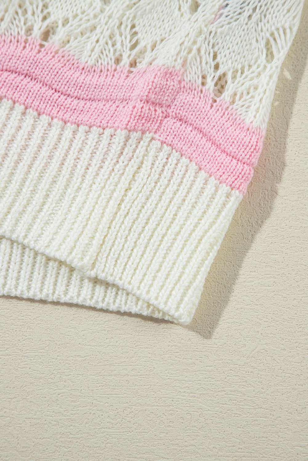 Elegant brown striped crochet sweater - Love Salve